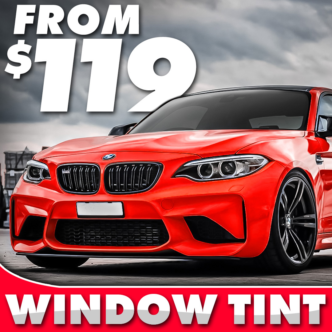 Red BMW window tint by ThrowinShade